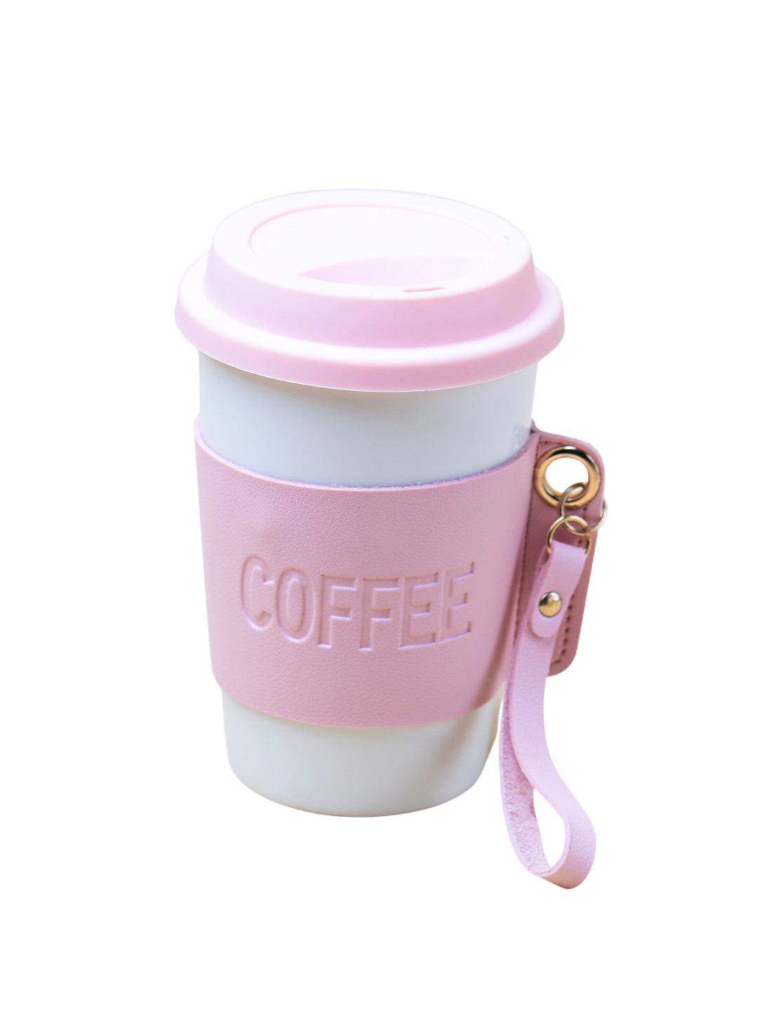 Pink Ceramic Sipper - Leather Grip, 350 Ml - 2