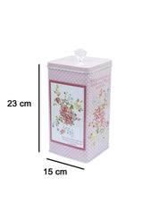 Pink Floral Print Kitchen Storage Tin Box - MARKET 99