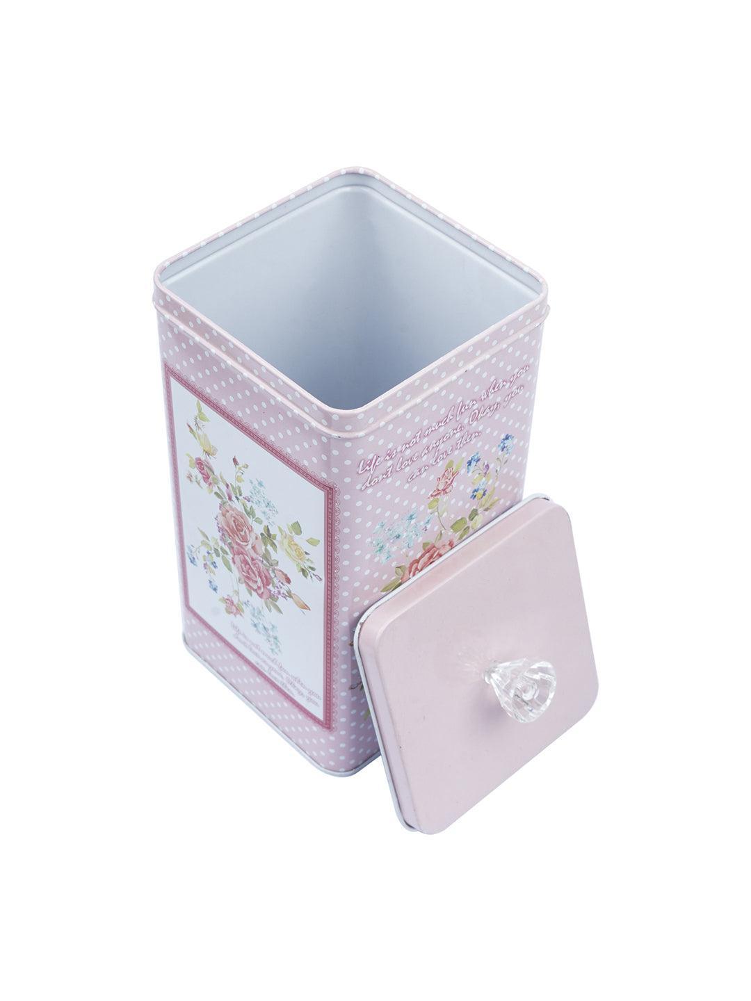 Pink Floral Print Kitchen Storage Tin Box - MARKET 99