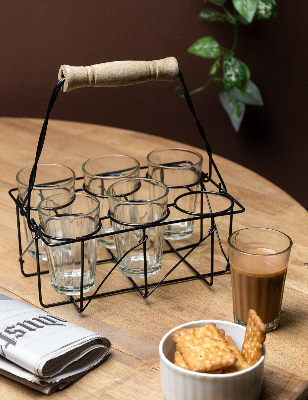 Black Tea Stand With Glasses