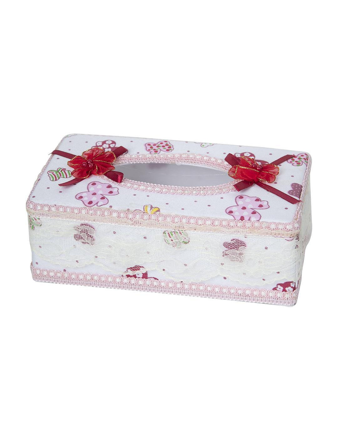 White & Pink Tissue Box - 22.4 X 12.4 X 8.3Cm - MARKET 99
