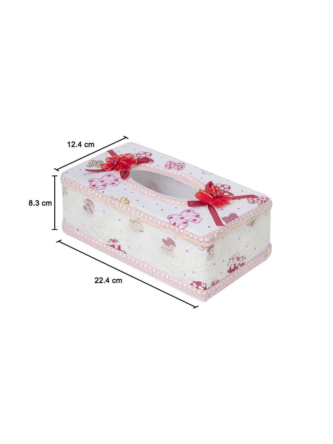 White & Pink Tissue Box - 22.4 X 12.4 X 8.3Cm - MARKET 99