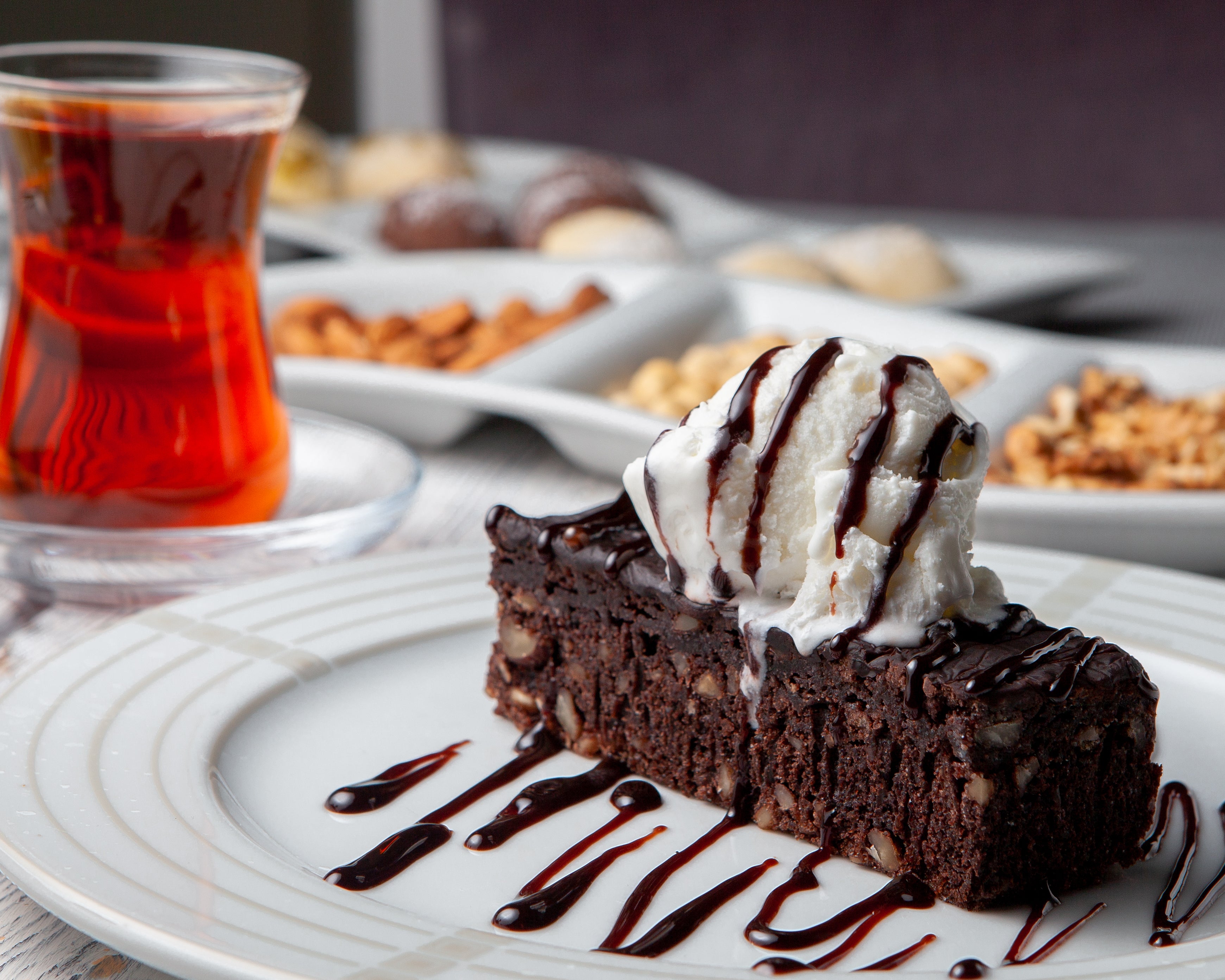 Chocolate Cake with Scoop of Vanilla Ice-cream