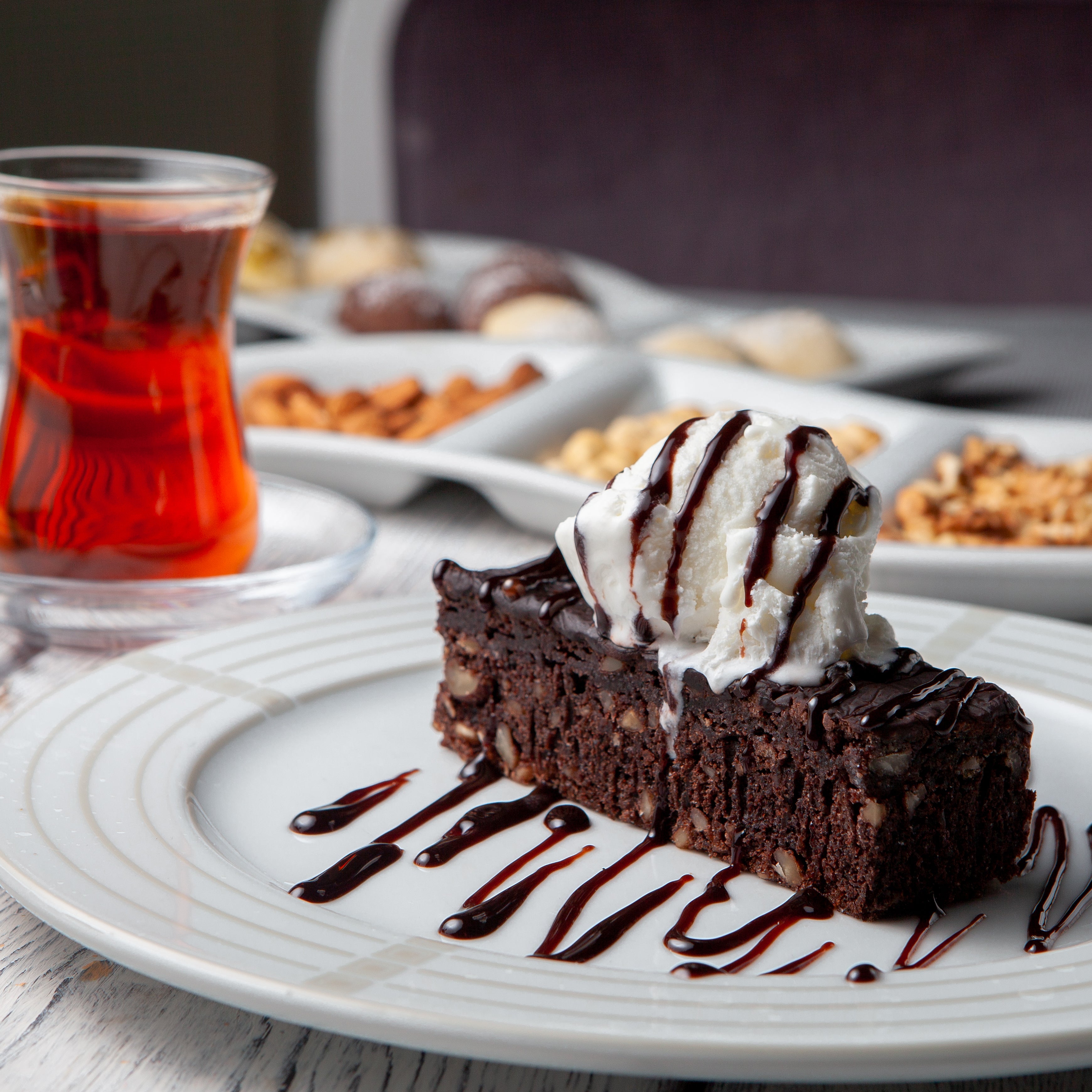 Chocolate Cake with Scoop of Vanilla Ice-cream