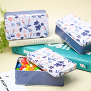 Mini Floral Tin Storage Box - Set Of 3, White