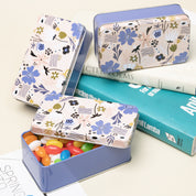 Floral Tin Storage Box - Set Of 3, Blue