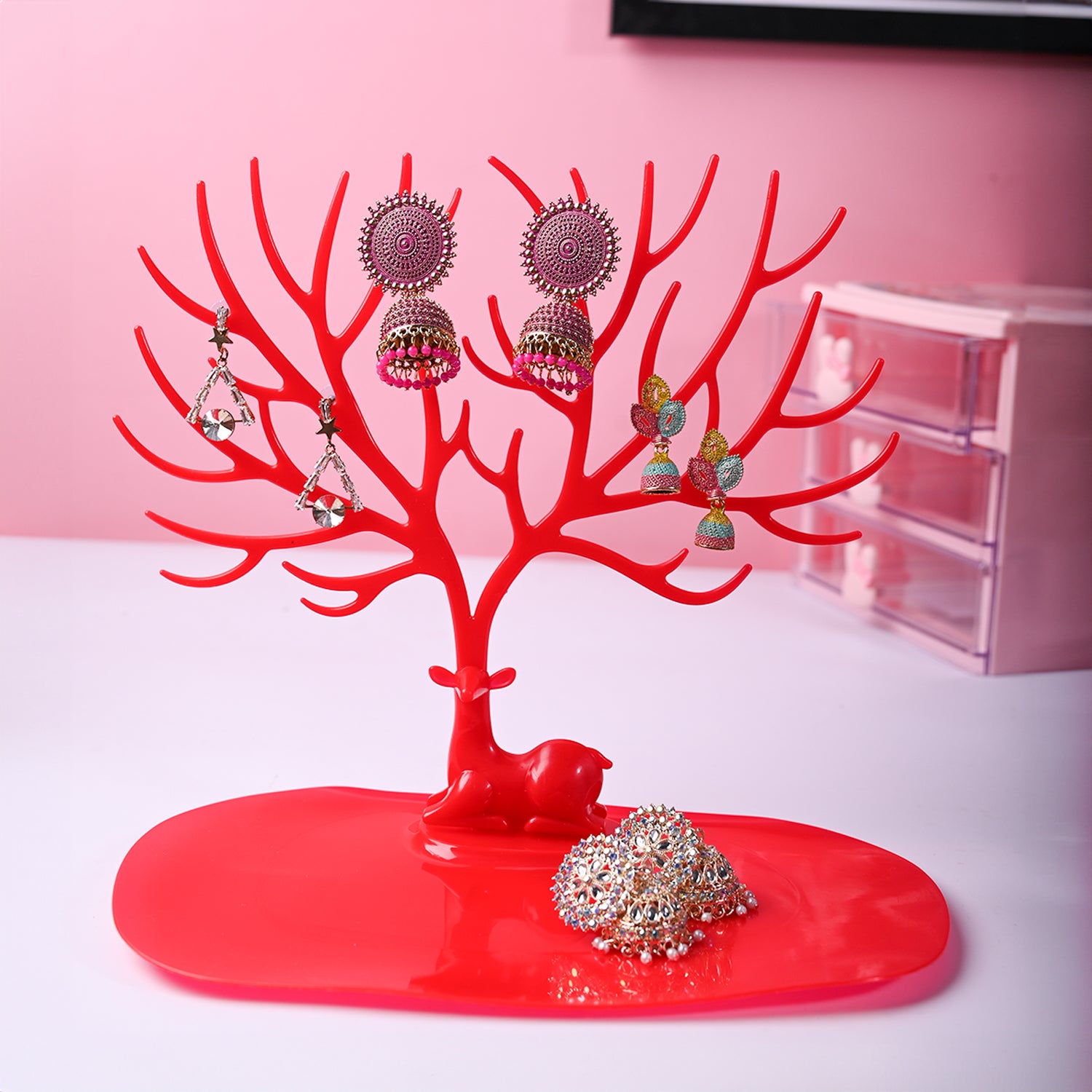 Stylish Red Jewelry Tree Stand