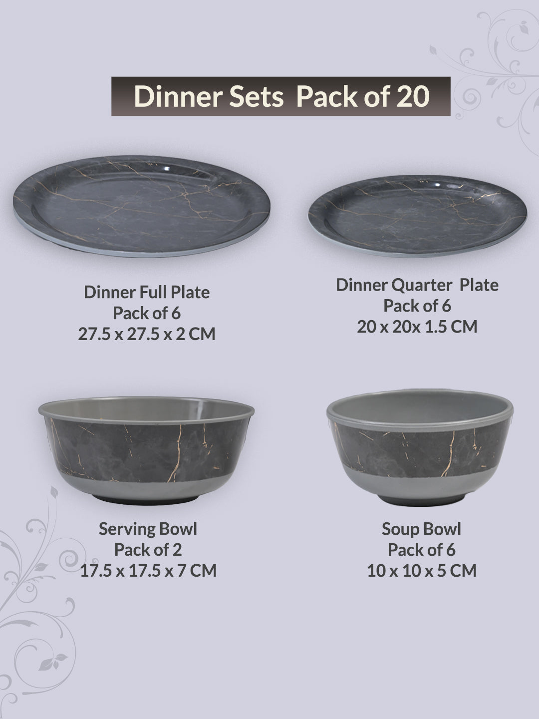 MARKET99 Grey Static Dinner Set - MARKET99