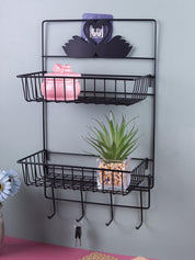 2 Layer Kitchen Storage Rack with Set of 4 Hooks - MARKET 99