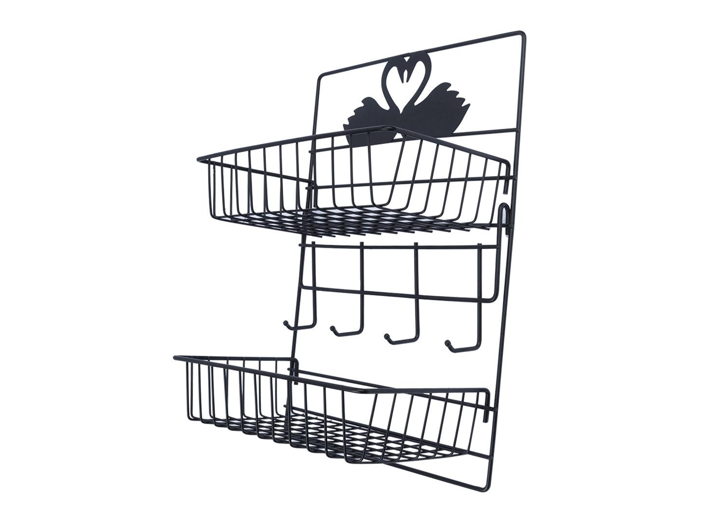 2 Layer Kitchen Storage Rack with Set of 4 Hooks - MARKET 99