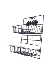 2 Layer Kitchen Storage Rack with Set of 4 Hooks - MARKET 99