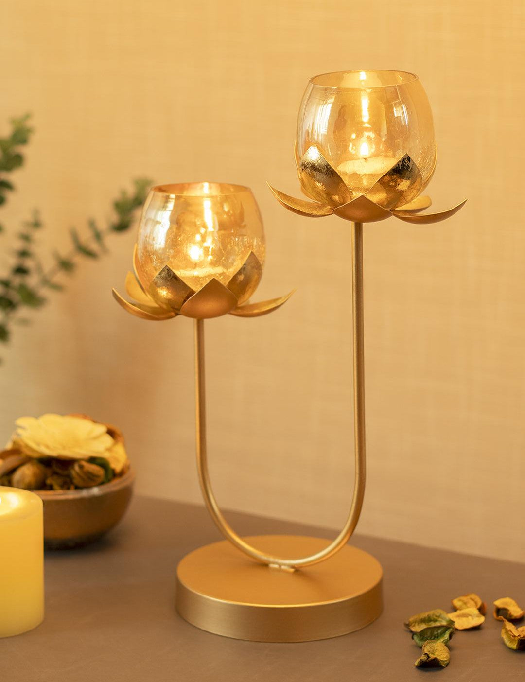 2 Lotus Mercury Votive Candle Holder for Table - MARKET 99