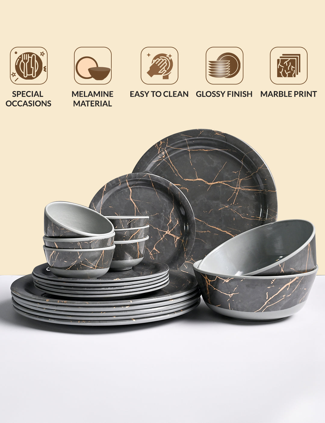 MARKET99 Grey Static Dinner Set - MARKET99