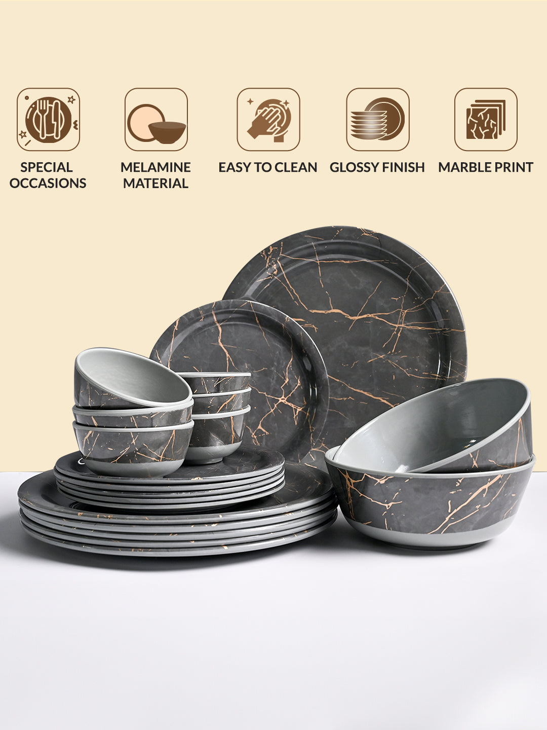 MARKET99 Grey Static Dinner Set - MARKET99