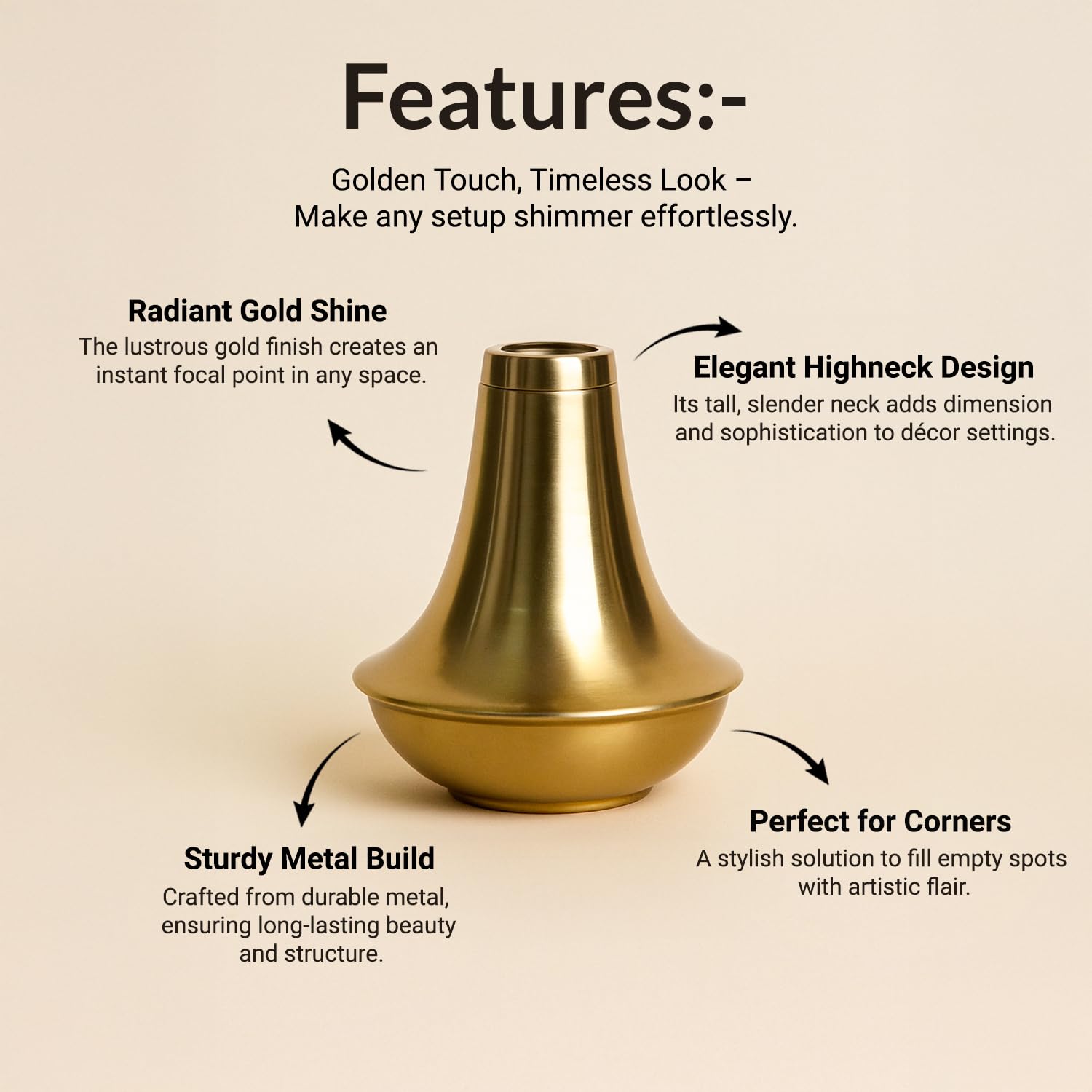 VON CASA Golden Highneck Vase