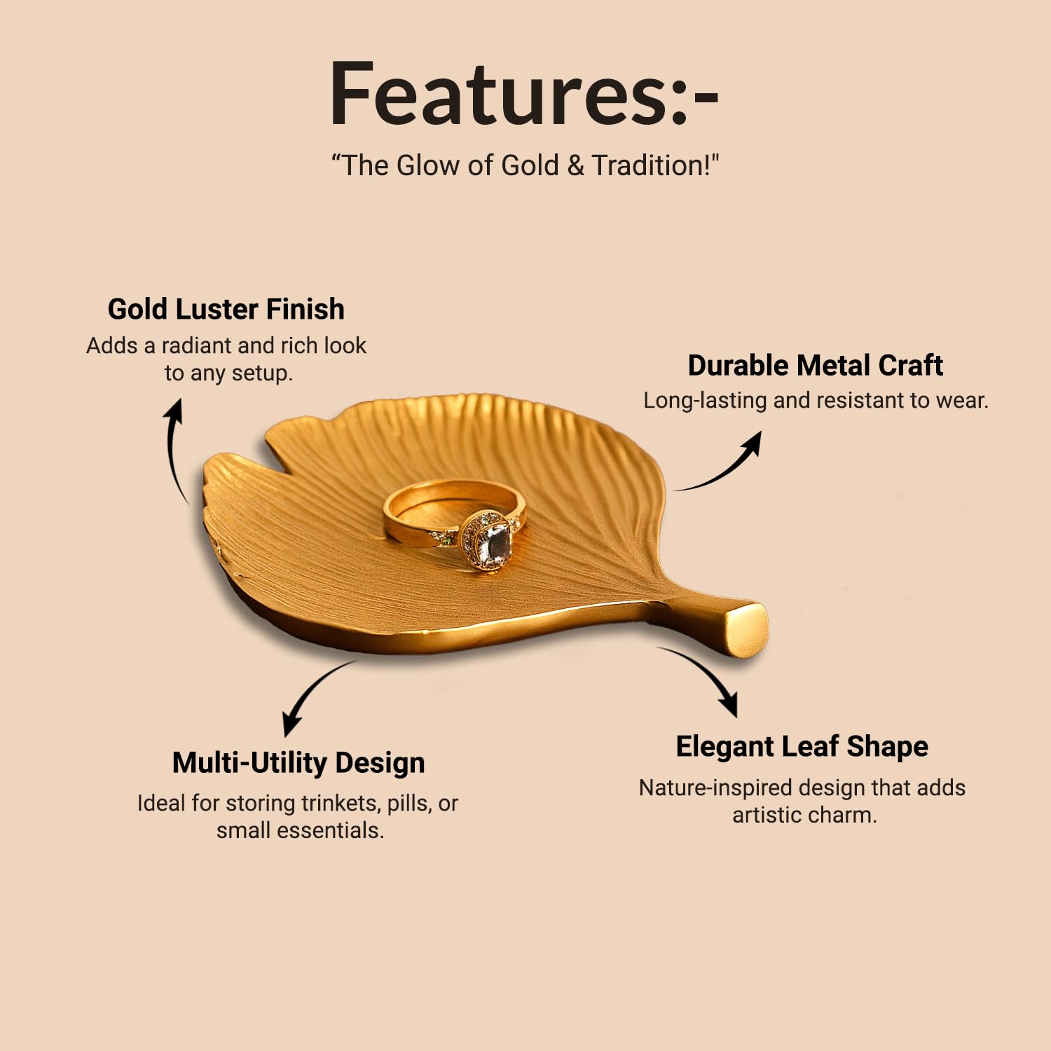 VON CASA Golden Ribbed Platter