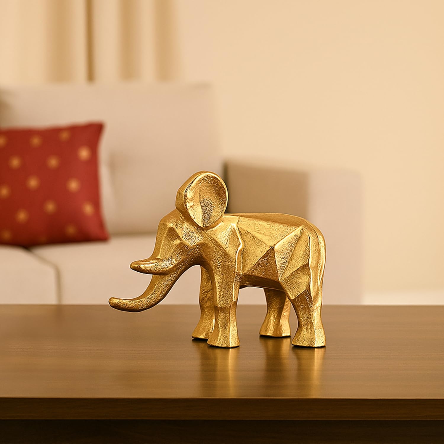 VON CASA Golden Bahubali Elephant Statue
