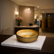 VON CASA Golden Ribbed Bowl with Stand