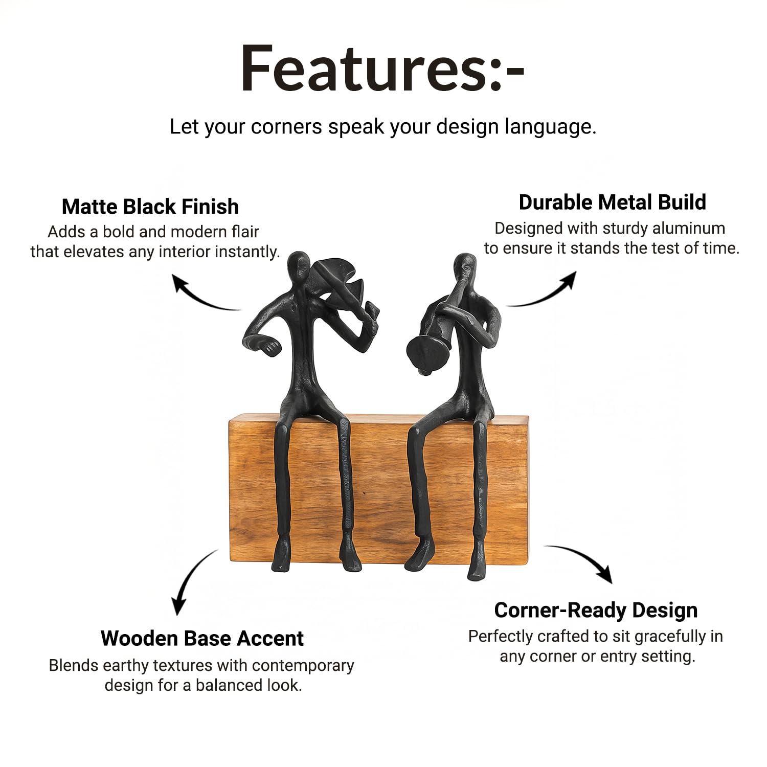 VON CASA Black Sitting Sculpture Decor