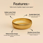 VON CASA Golden Ribbed Bowl with Stand