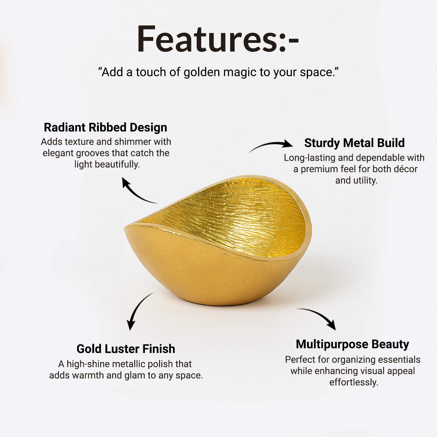 VON CASA Golden Ribbed Bowl