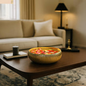 VON CASA Golden Ribbed Bowl with Stand