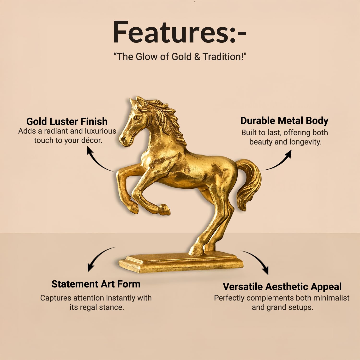 VON CASA Golden Embossed Dancing Horse