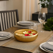 VON CASA Golden Ribbed Bowl with Stand