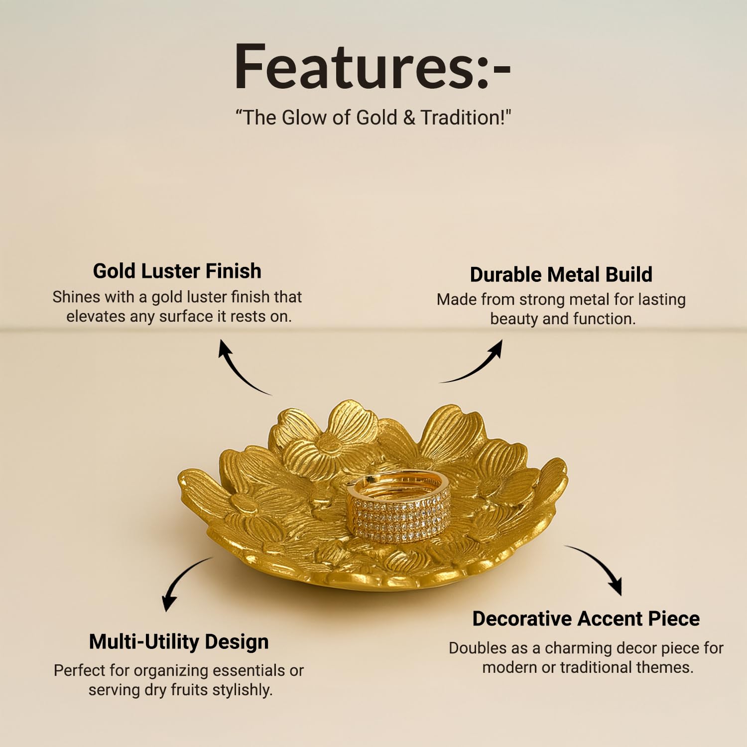 VON CASA Golden Embossed Platter