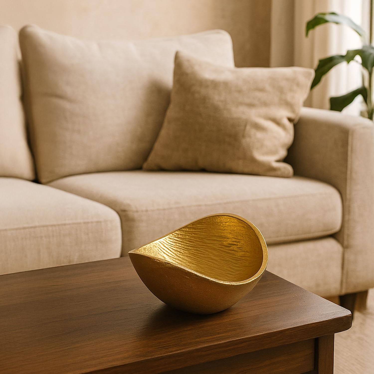VON CASA Golden Ribbed Bowl