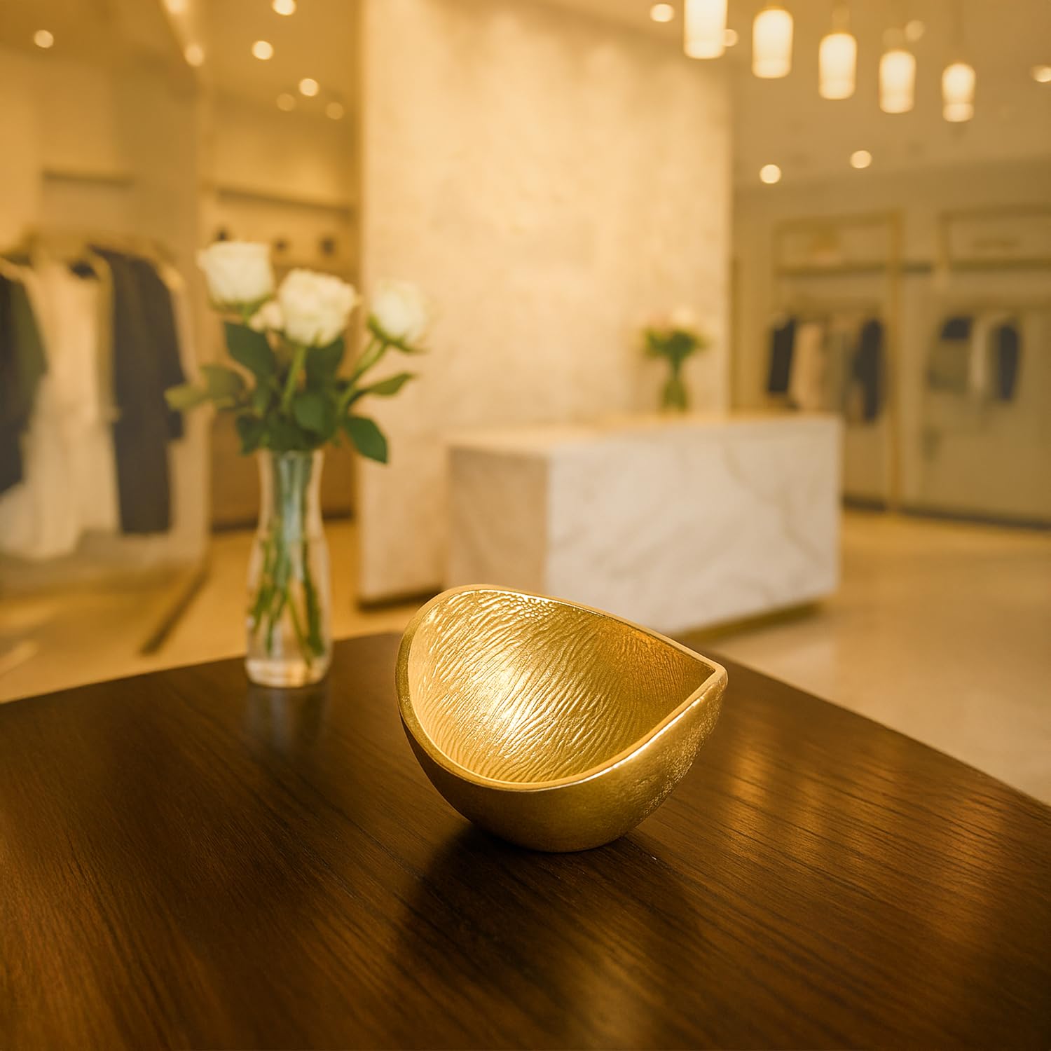 VON CASA Golden Ribbed Bowl