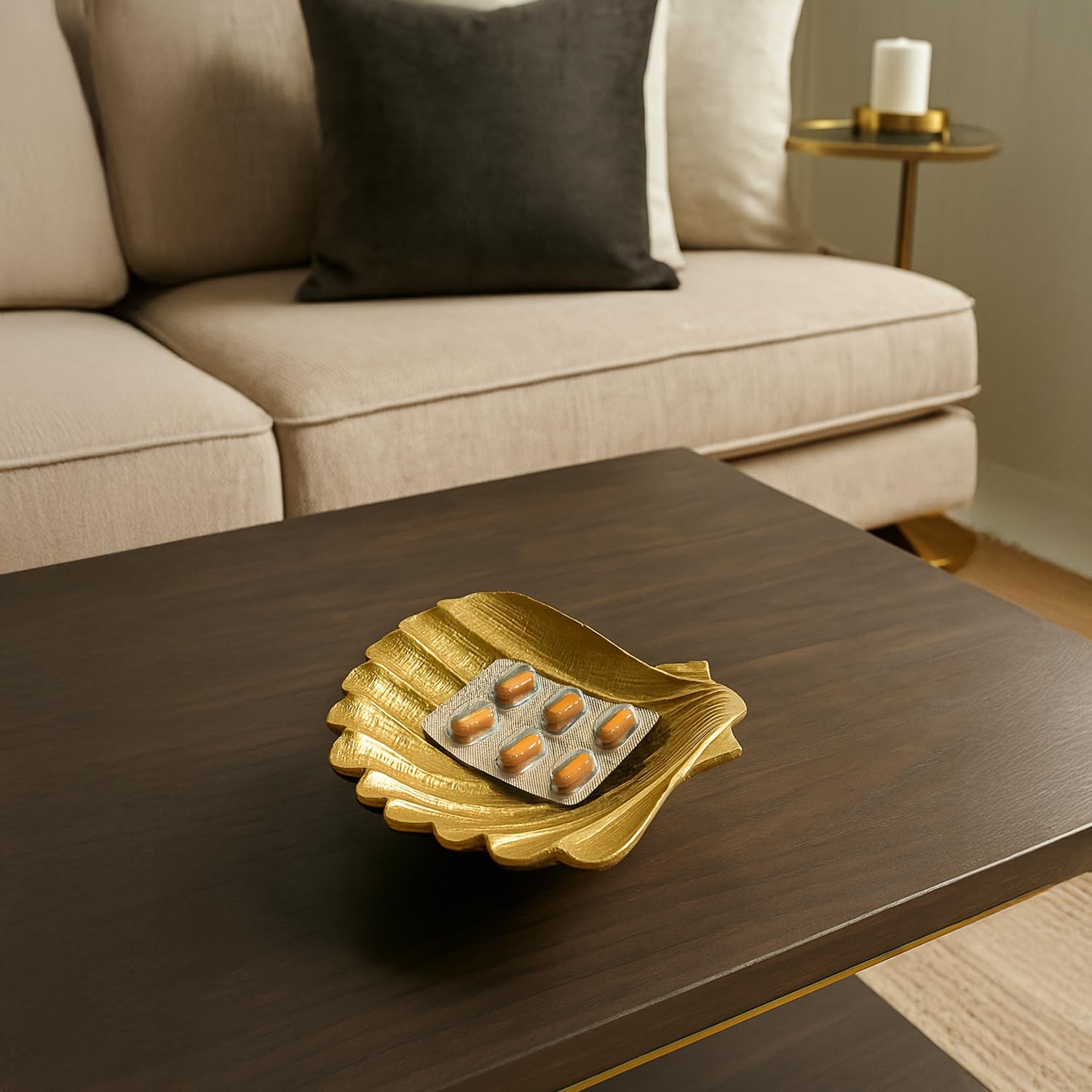 VON CASA Golden Ribbed Platter