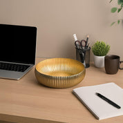 VON CASA Golden Ribbed Bowl with Stand