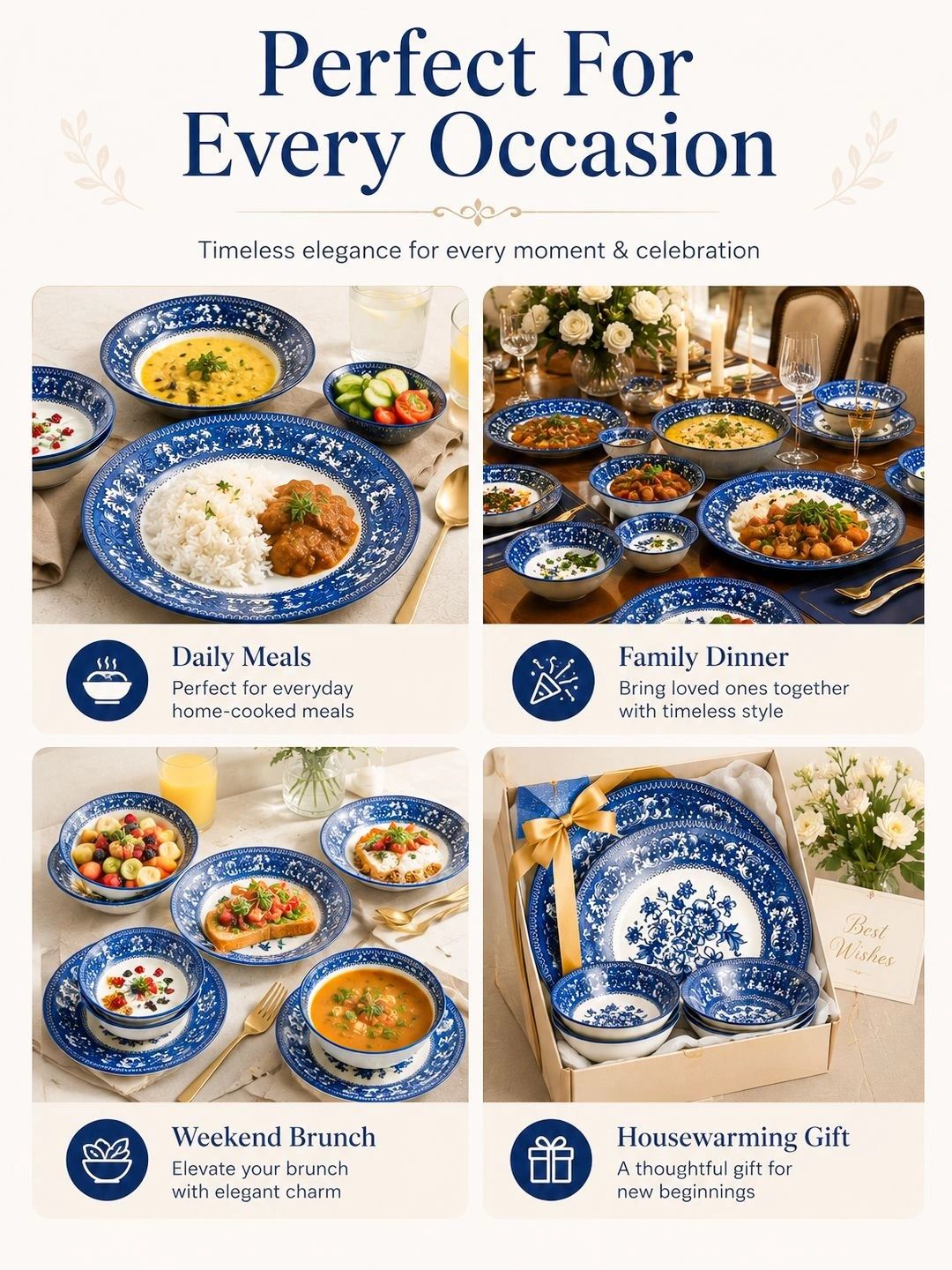 MARKET99 blue floral ceramic dinner set of 20 pieces - image 6