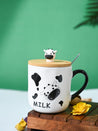 "MILK" Coffee Mug With Lid - 450mL, Mixing Spoon - MARKET99