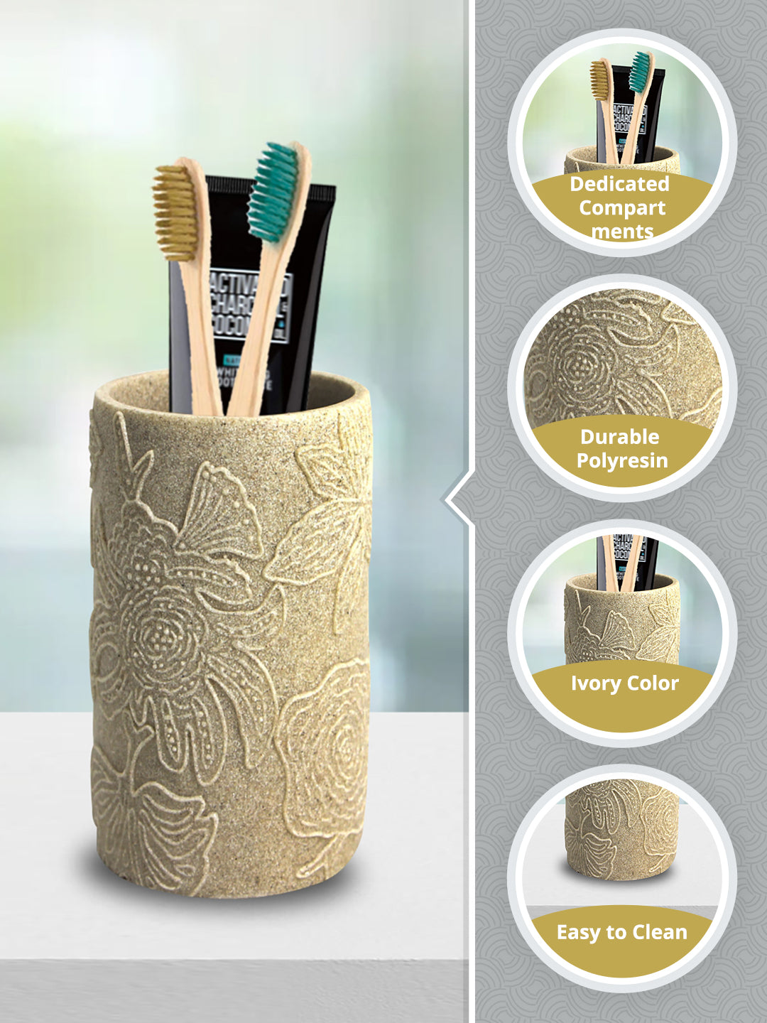 Market99 Embossed Leaf Design Tooth brush Holder