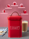 Market99 Chai Jar, Kitchen Decorative, Countertop Metal Storage Jar, Red, Mild Steel | (1 Litre) - MARKET99