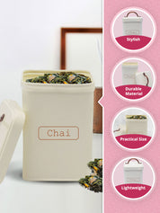 Market99 Chai Jar, Kitchen Decorative, Countertop Metal Storage Jar, Ivory, Mild Steel - MARKET99