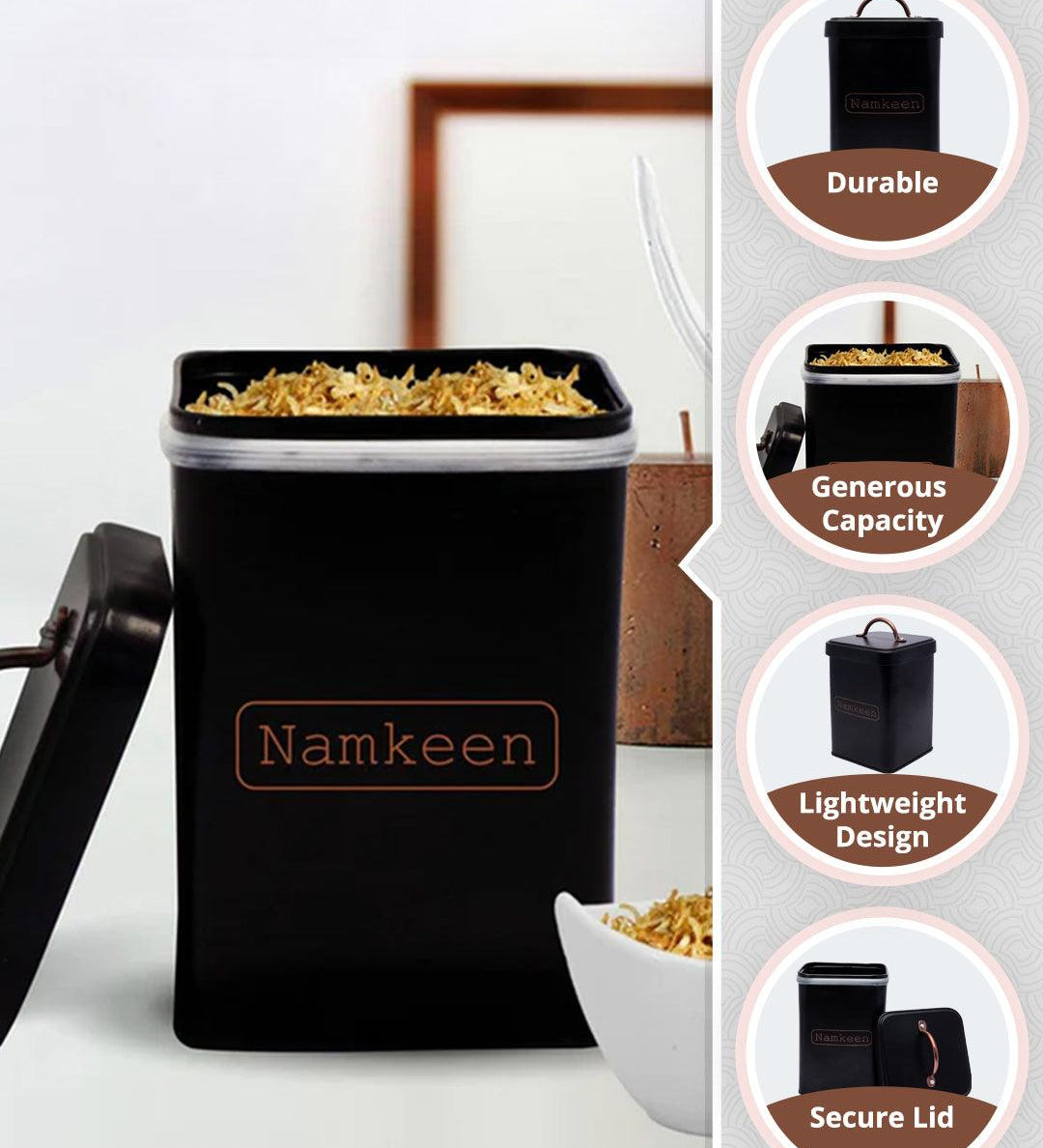Market99 Namkeen Jar with Lid - (Black, 1900mL) - MARKET99