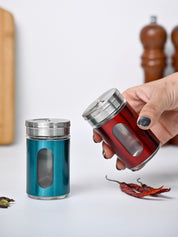 Salt & Pepper Set, Multicolour, Stainless Steel, Glass, Set of 2, 90 mL - MARKET99