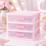 Table Drawer, Modern Design, 3 Layer Drawer, Pink, Plastic