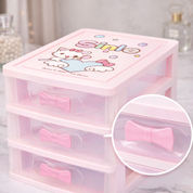 Table Drawer, Modern Design, 3 Layer Drawer, Pink, Plastic