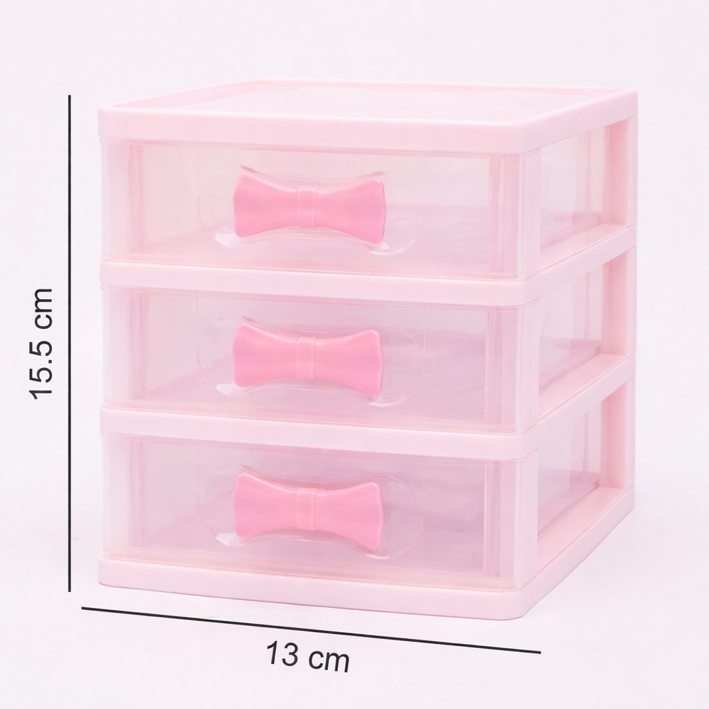 Table Drawer, Modern Design, 3 Layer Drawer, Pink, Plastic