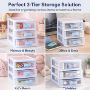 Table Drawer, Modern Design, 3 Layer Drawer, Blue, Plastic