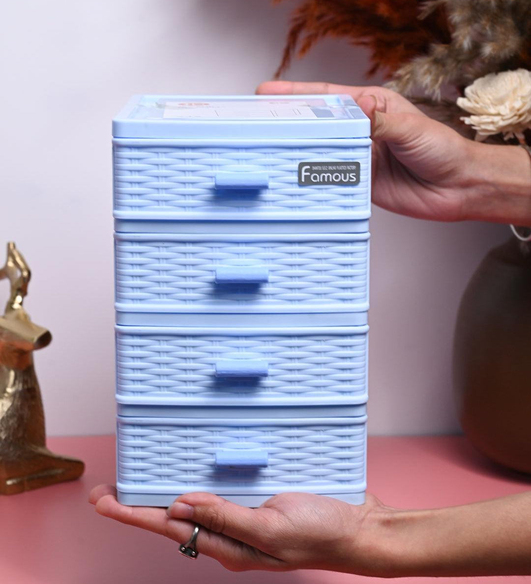 Table Drawer, Modern Design, 4 Layer Drawer, Blue, Plastic - MARKET99