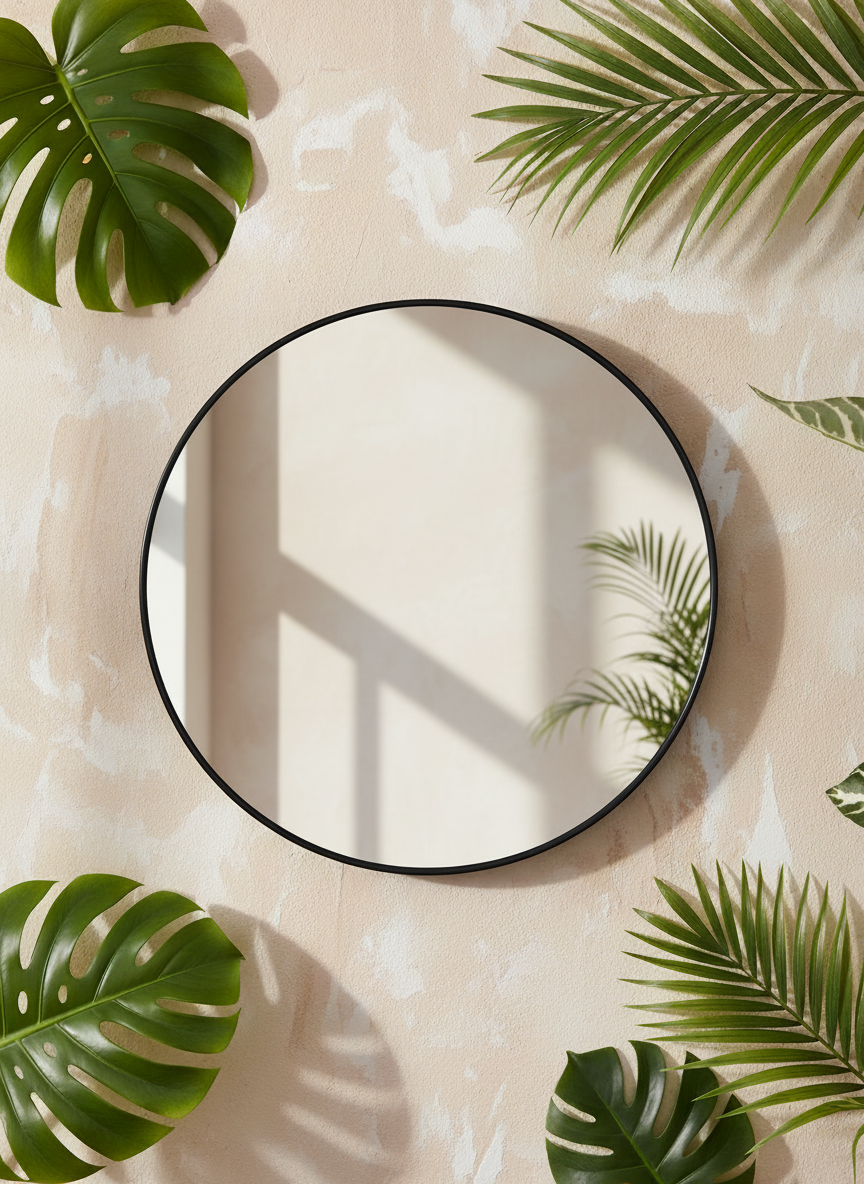 Hand Mirror, Silver, Plastic