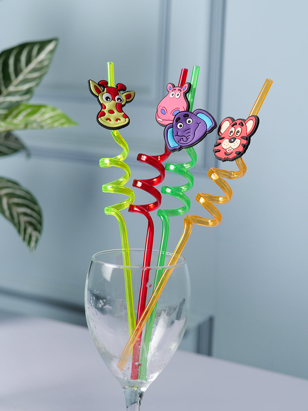 Straw Set, Animal Design, Multicolour, Plastic, Set of 4