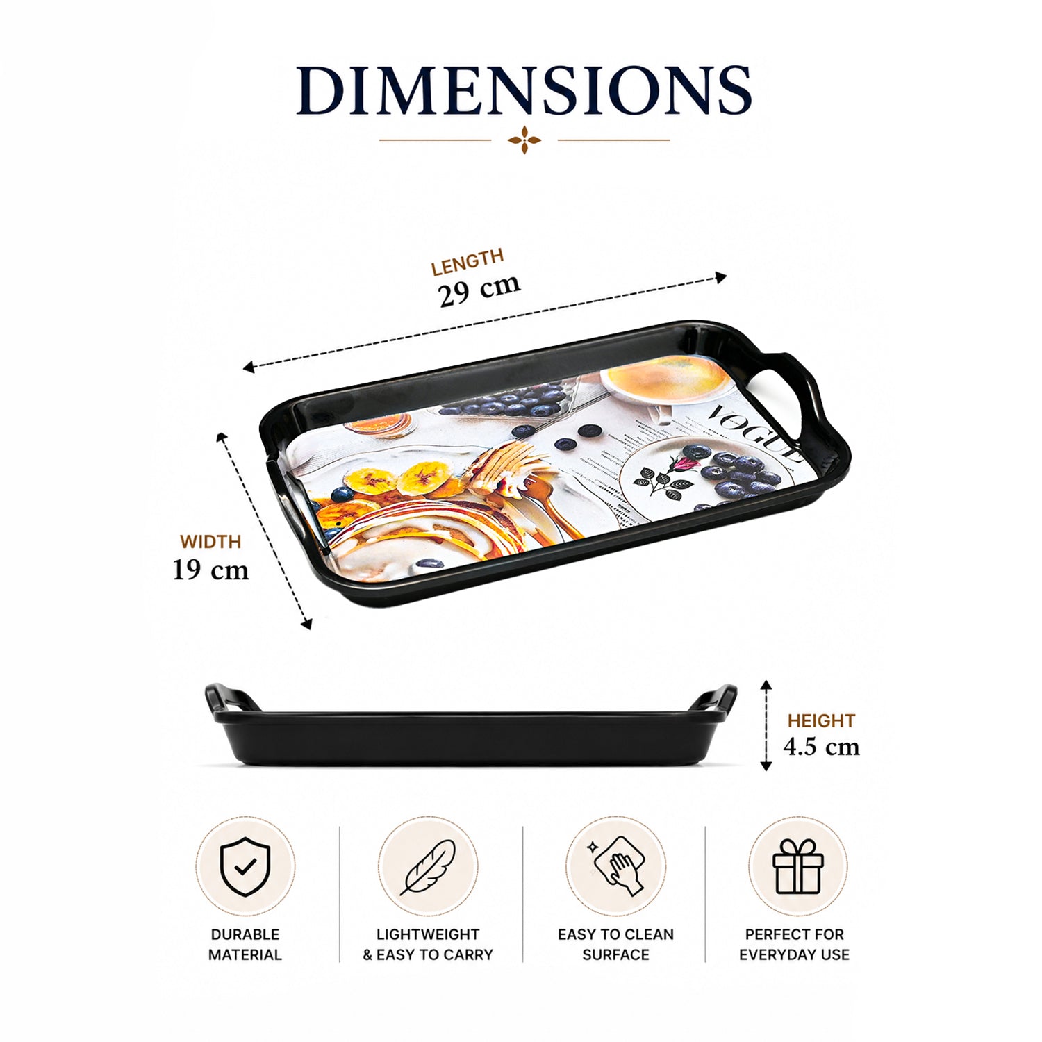 Set of 2 Melamine Printed Serving Trays