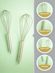 Whisk, Silver, Stainless Steel, Set of 2