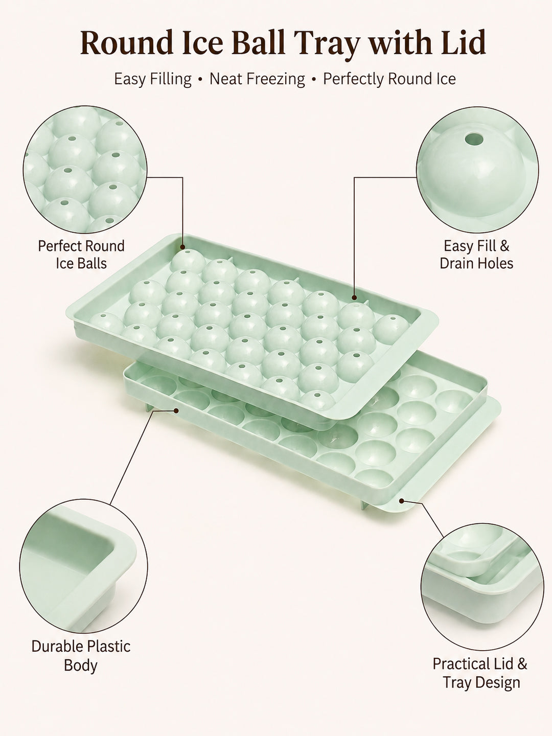 Ice Tray, Light Green, Plastic